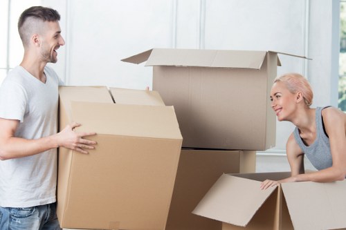 Packed household items ready for house removals in East London