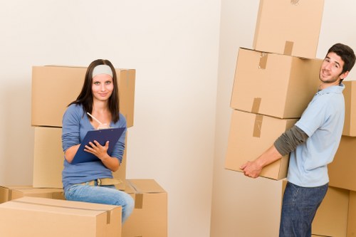 Packed household items ready for removals in Hackney Wick